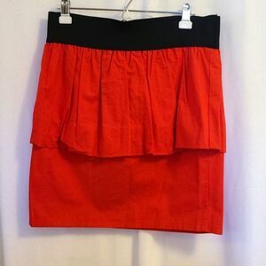 Vintage 80's union made peplum retro red and black  skirt sz 11